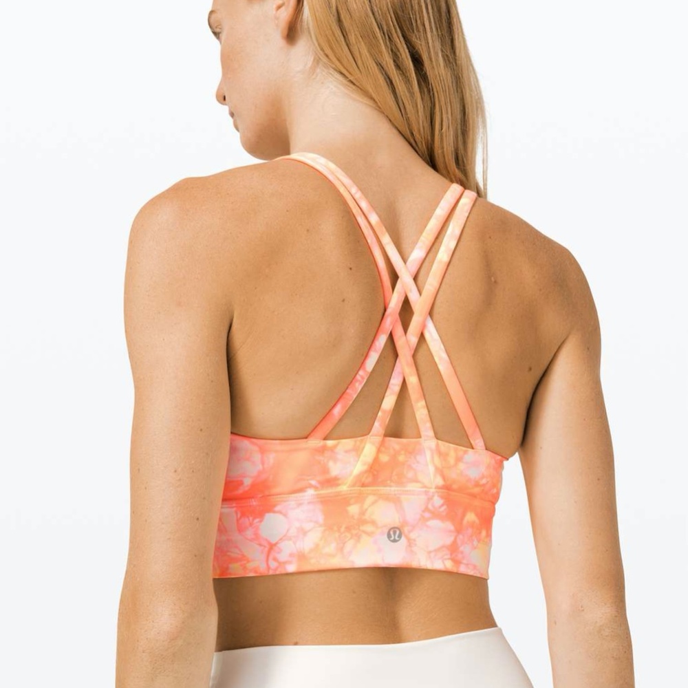 NEW WITH TAGS Lululemon Energy Bra High Neck Long Line - Pink / Orange Size 4